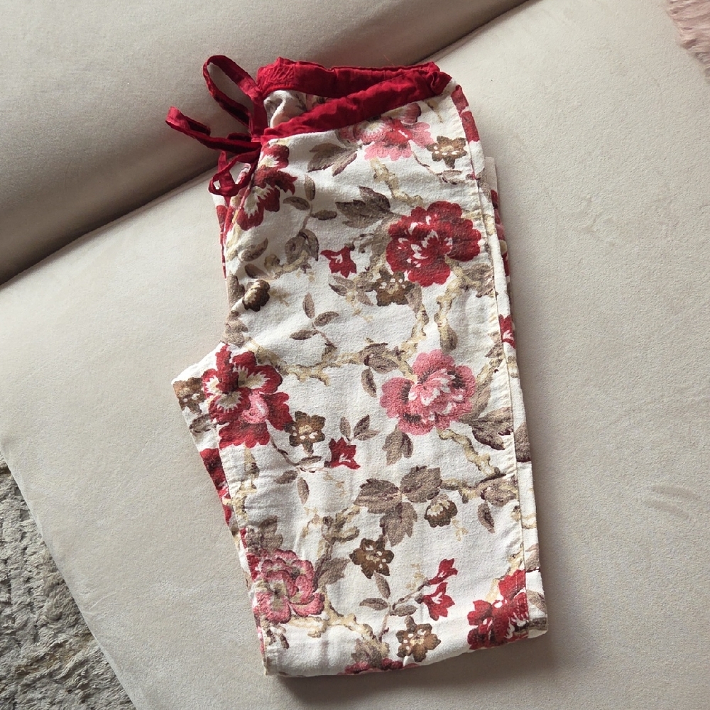 Vintage Abercrombie & Fitch Floral Drawstring Lounge Pants in Red & Cream
